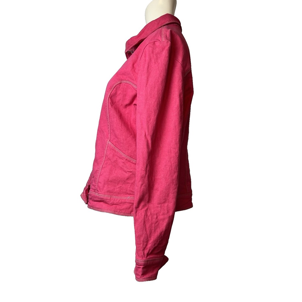 Orvis Women's Jacket Size 12 Hot Pink Denim Cotton Spandex Full Zip Coat - Picture 2 of 13